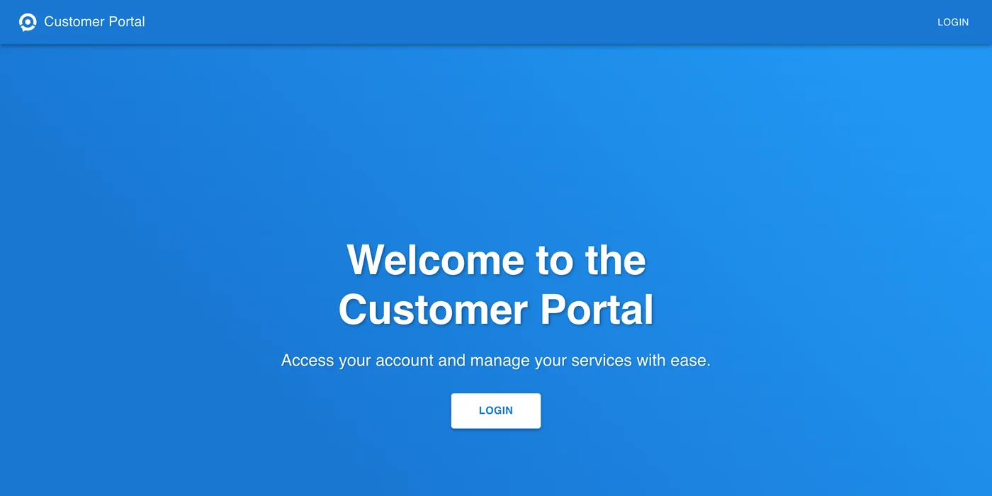 Welcome to the Customer Portal, with the Login button