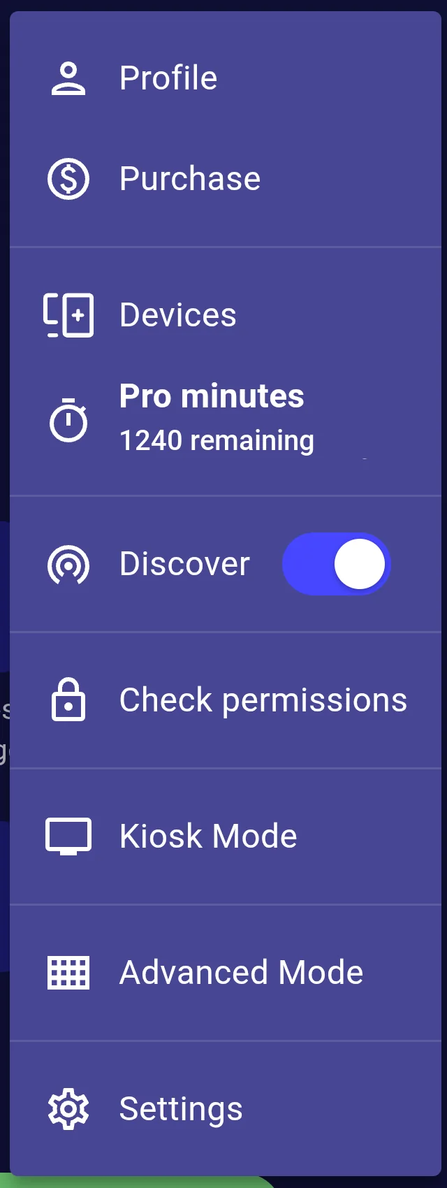 Advanced Mode in the profile menu