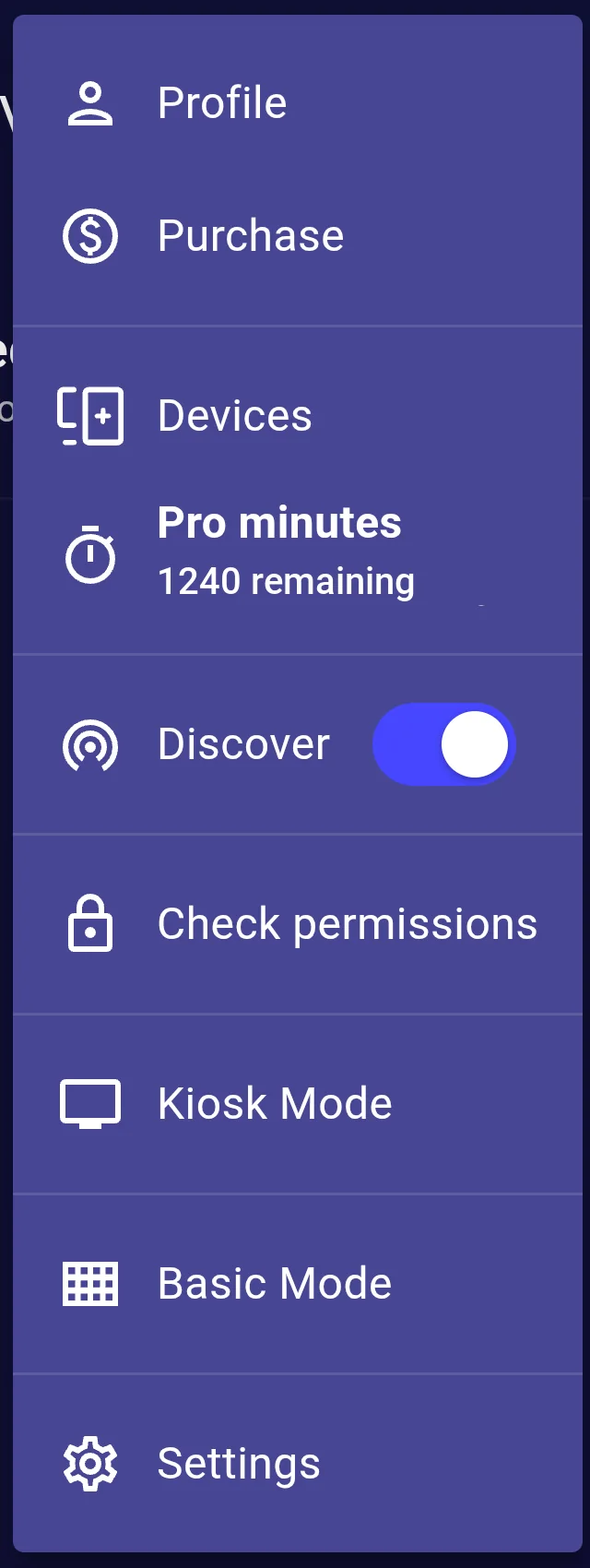 Basic Mode in the profile menu