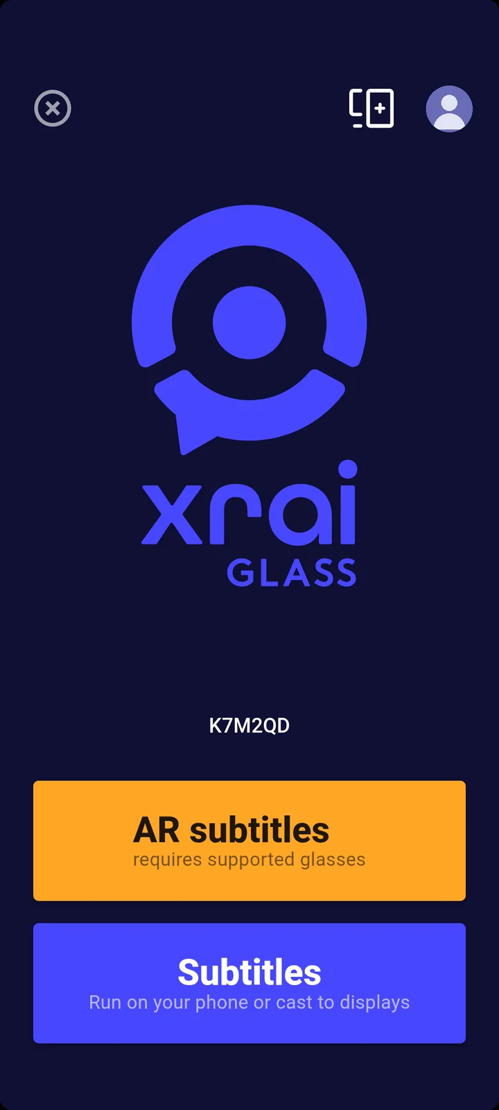 The XRAI home screen on a Beam Pro