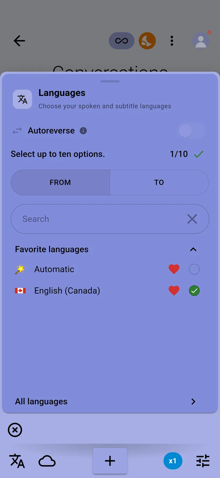 The Languages panel