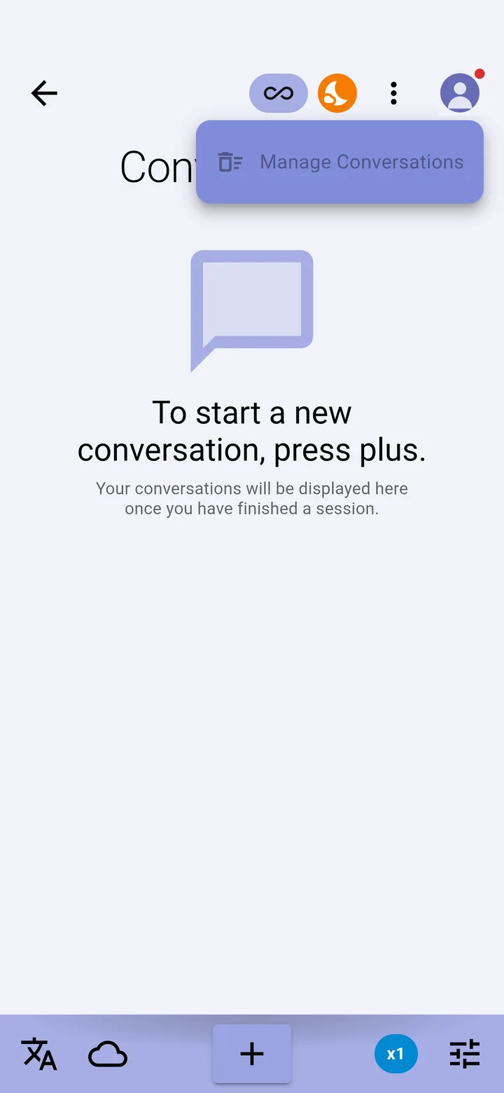 The ⋮ menu with Manage Conversations
