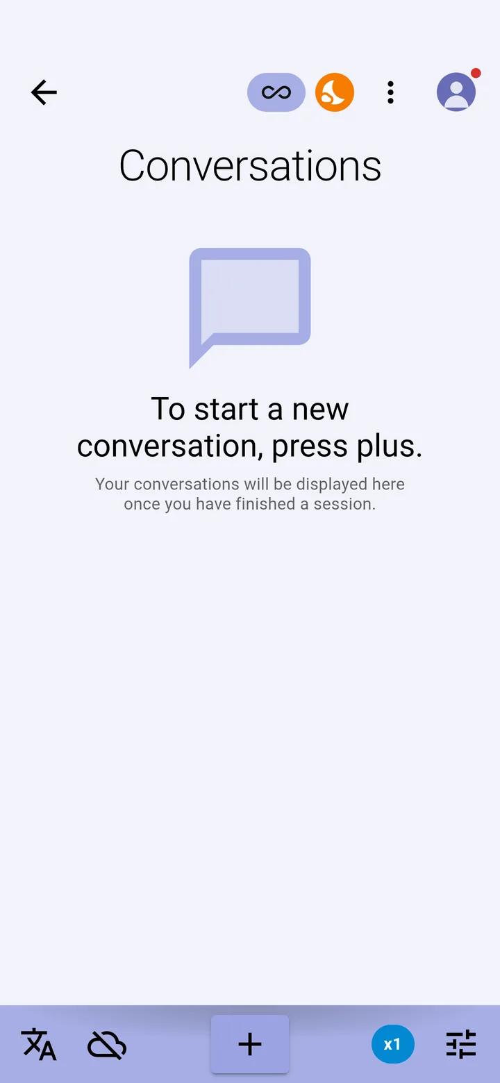Offline: the cloud icon has a line through it