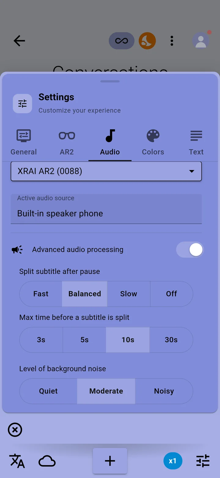 The Audio tab