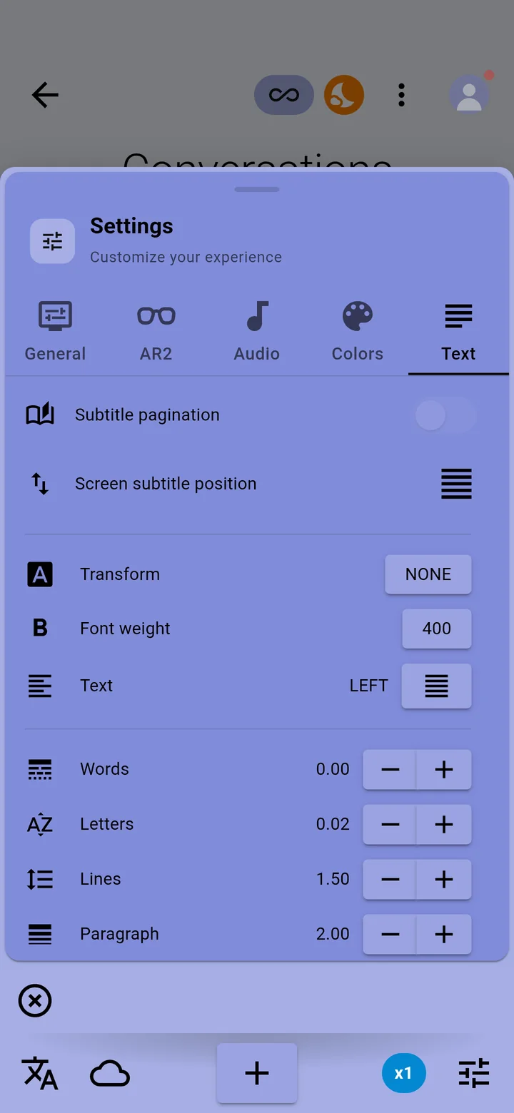 The Text tab