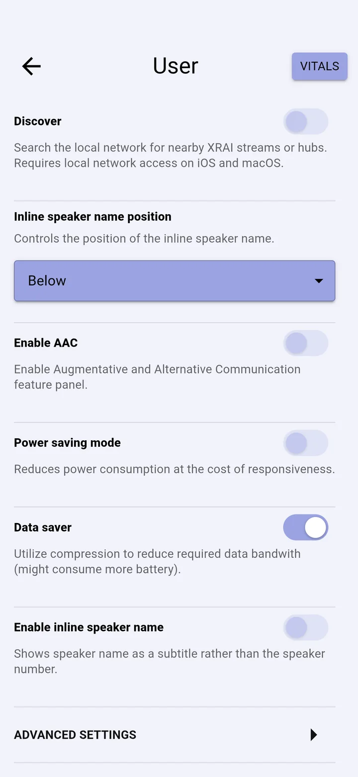More settings