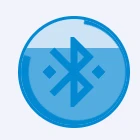 Blue Bluetooth icon, partly filled