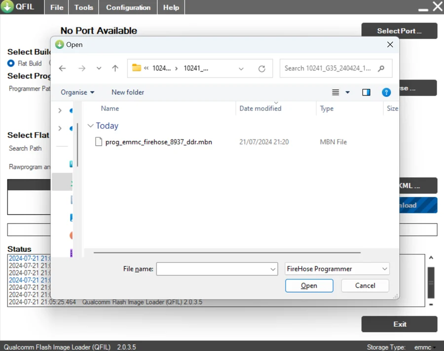 Choosing prog_emmc_firehose_8937_ddr.mbn