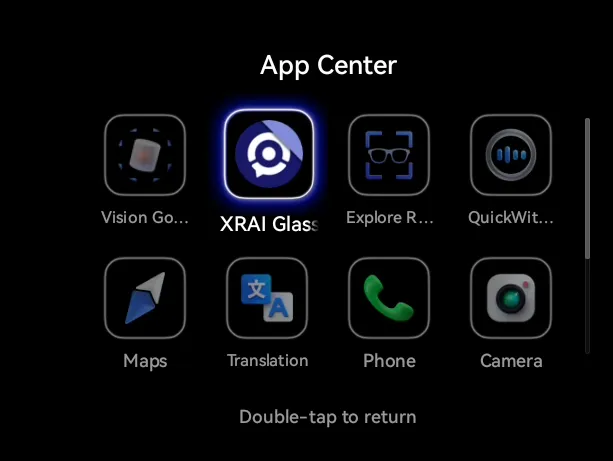 App Center in the glasses, with XRAI Glass