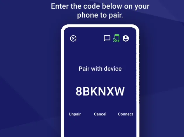 The pairing code shown in the glasses