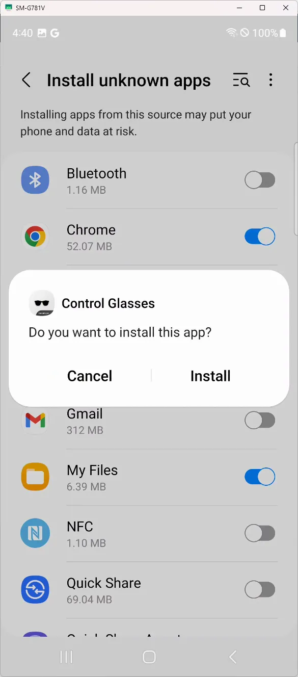 Install Control Glasses