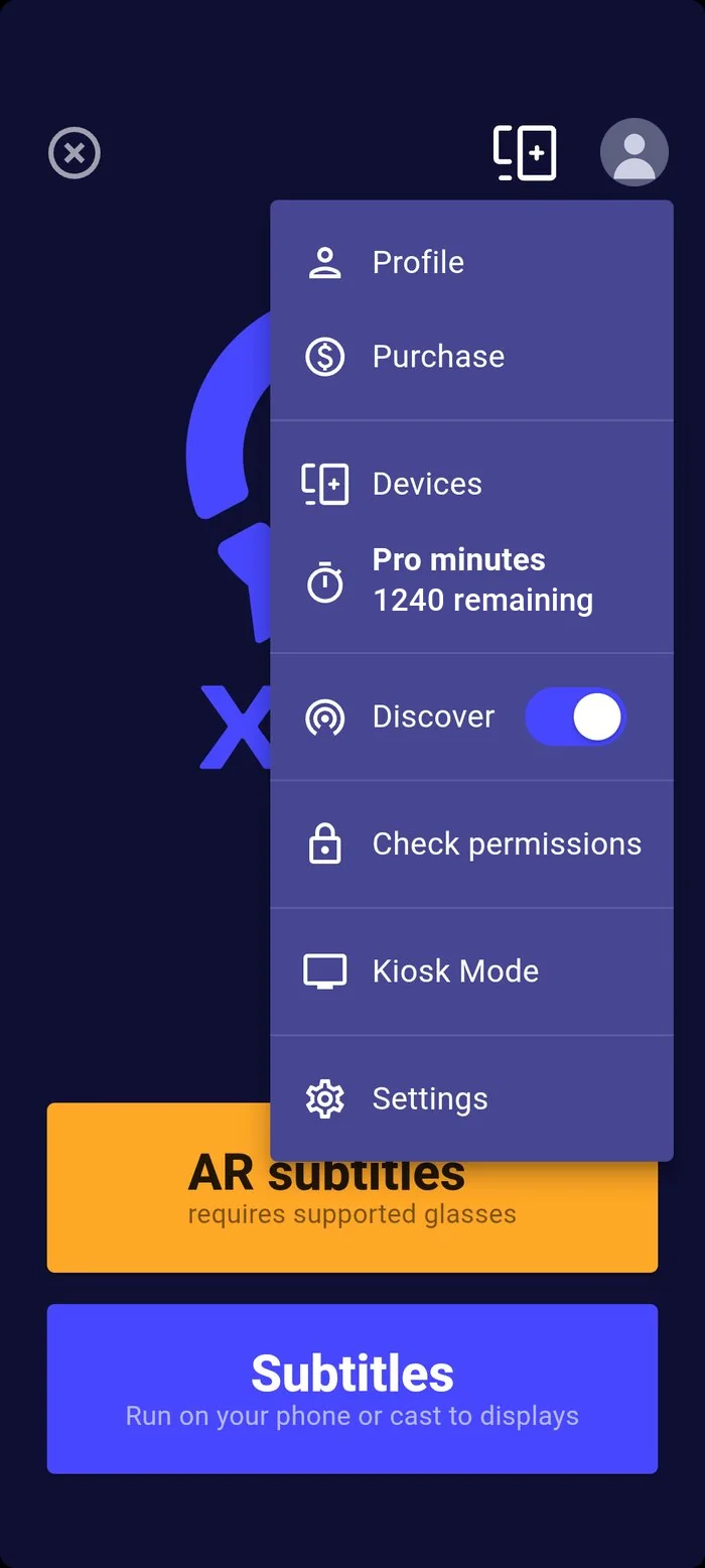 Discover switched on in the menu under your picture